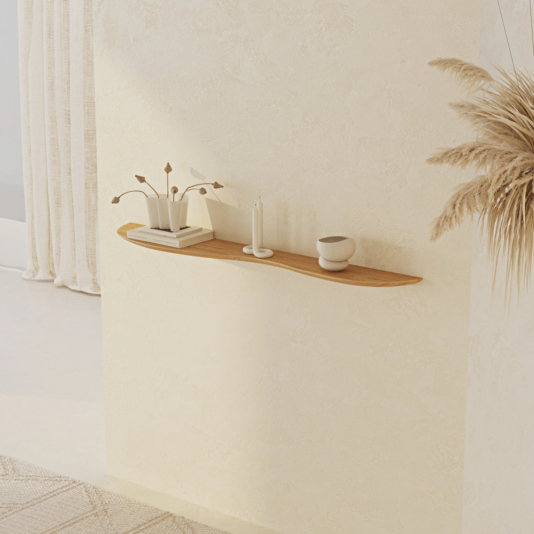 120 cm Blob Oak Wall Shelf - Linerora