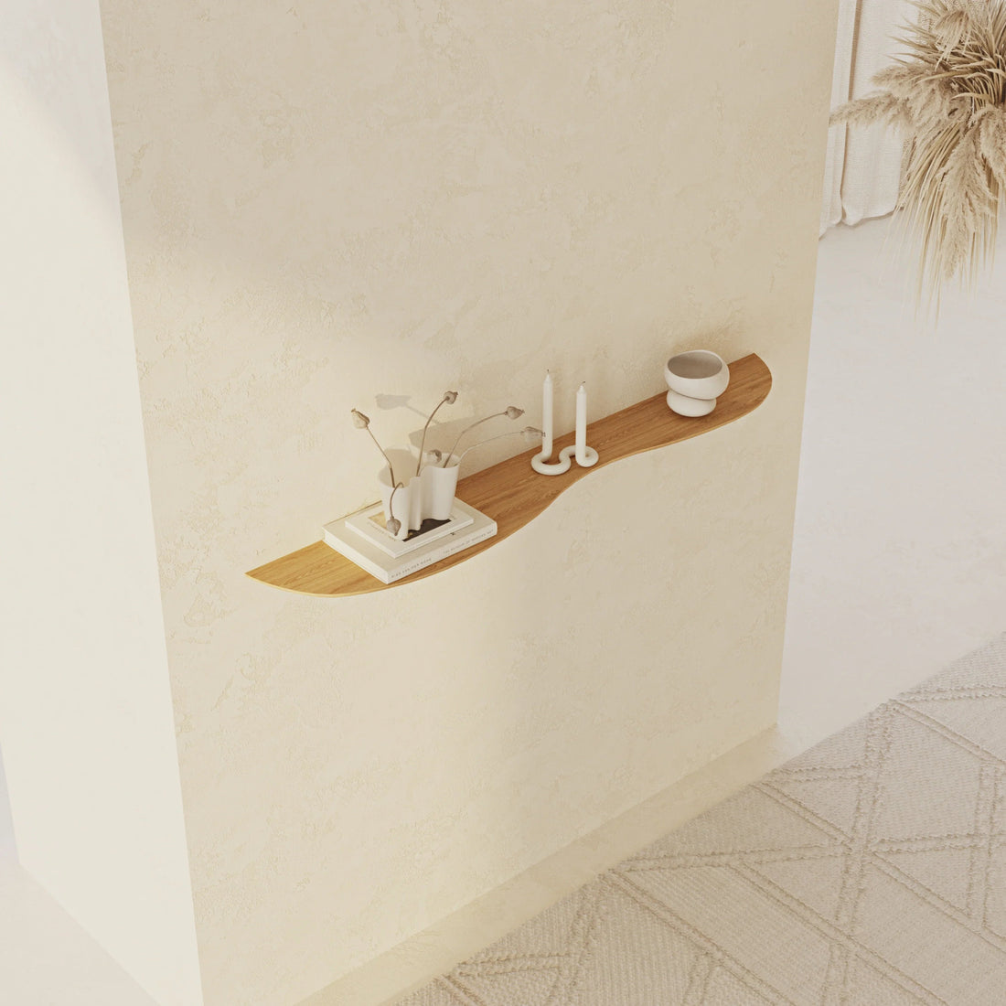 120 cm Blob Oak Wall Shelf - Linerora
