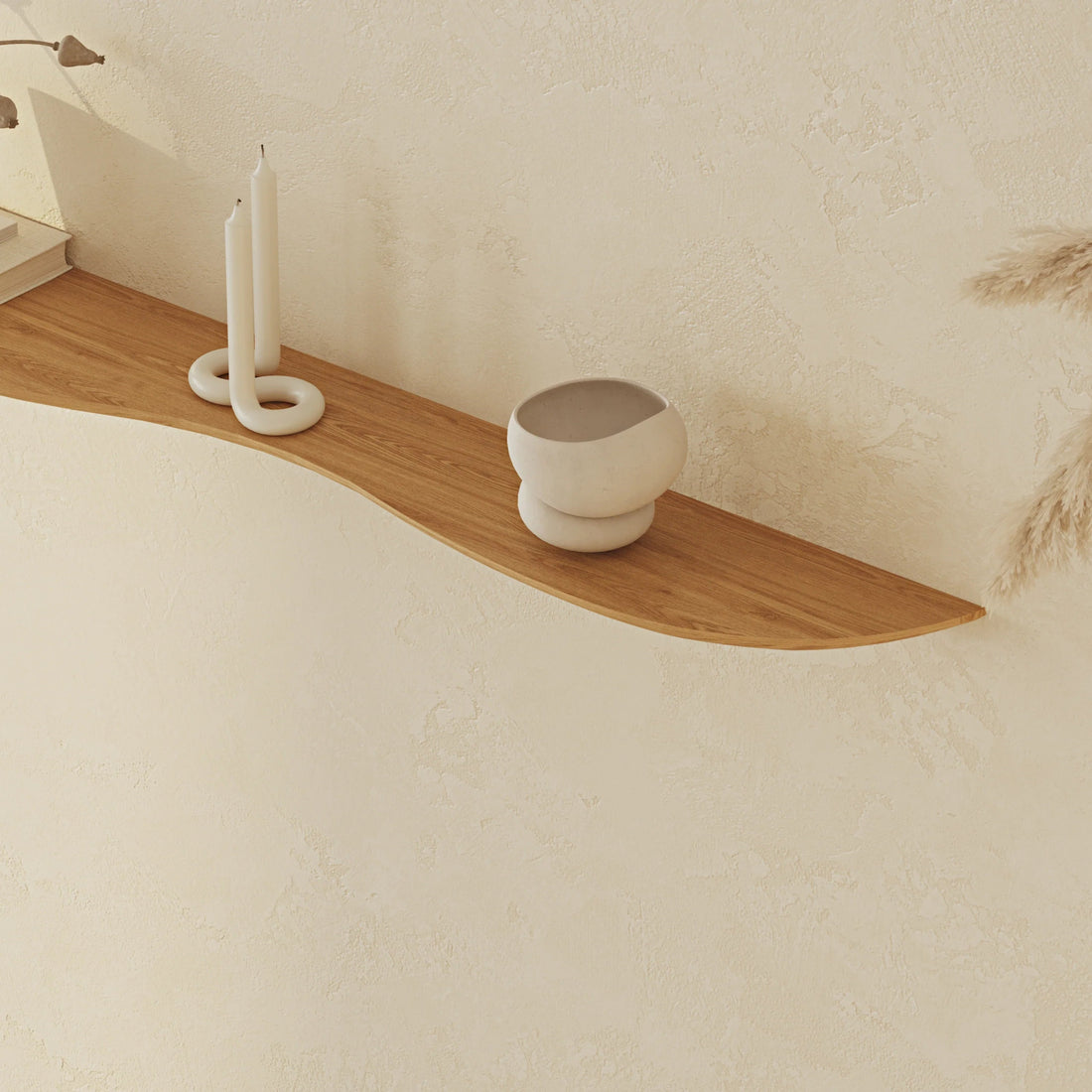 120 cm Blob Oak Wall Shelf - Linerora