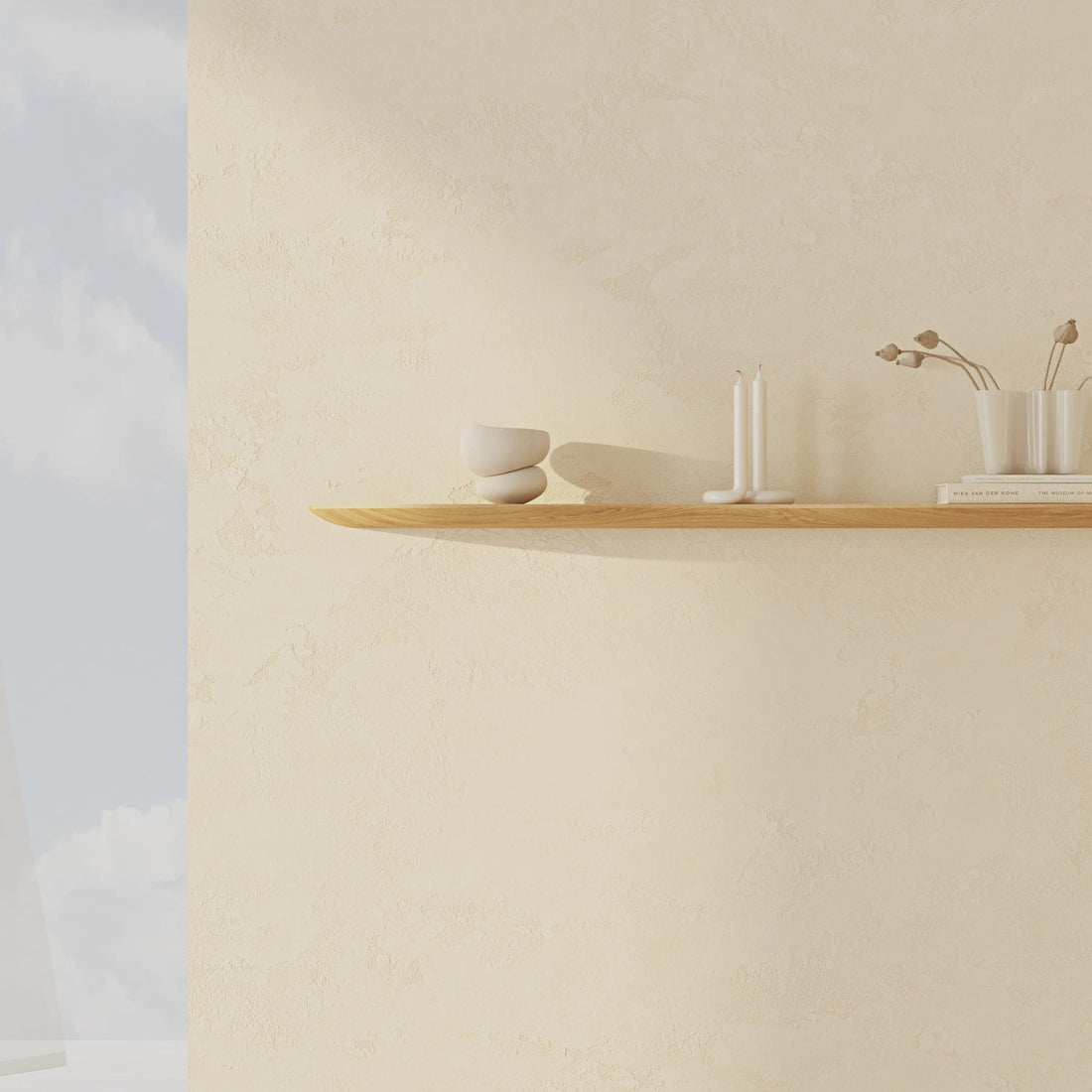 120 cm Right - Side Blob Oak Shelf - Linerora
