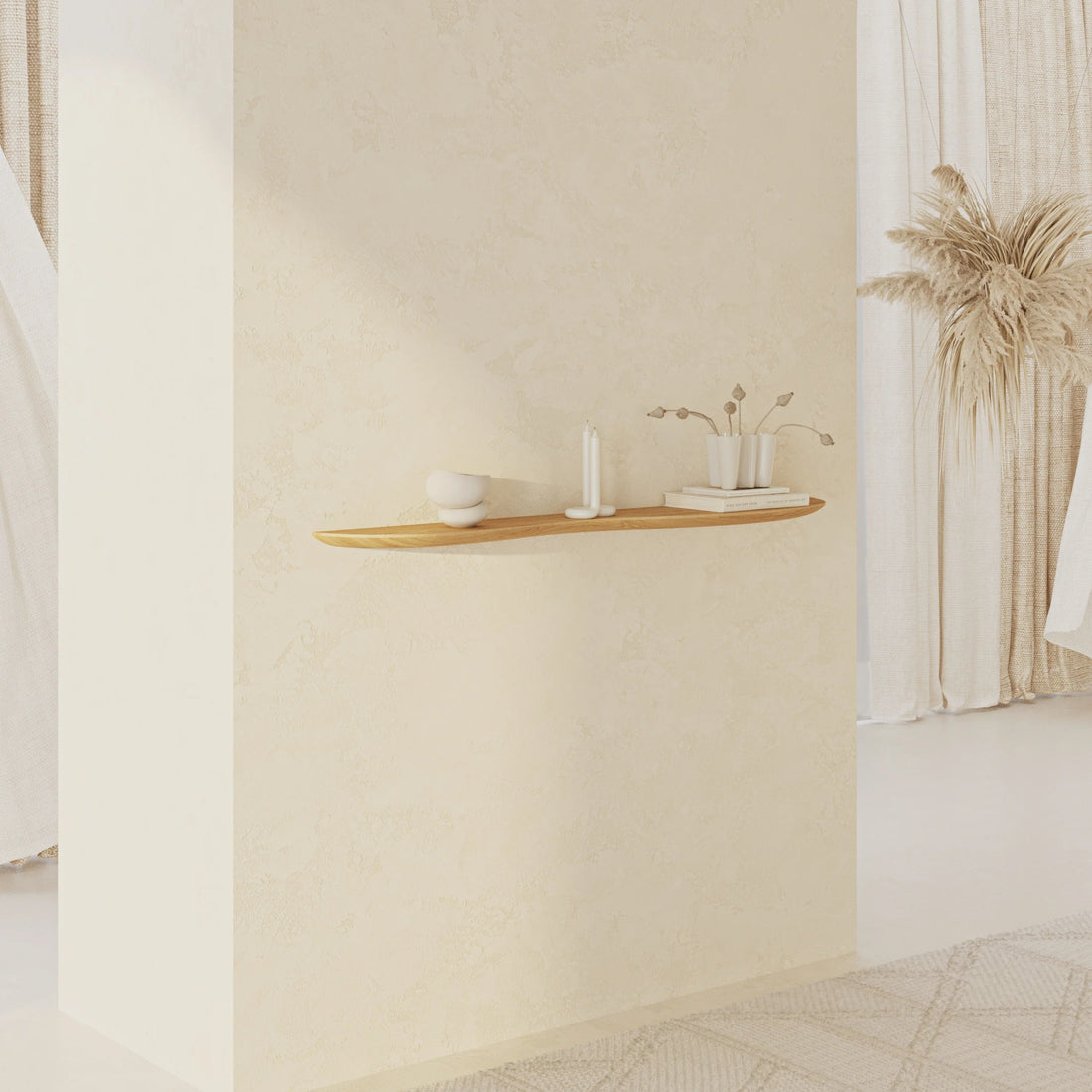 120 cm Right - Side Blob Oak Shelf - Linerora