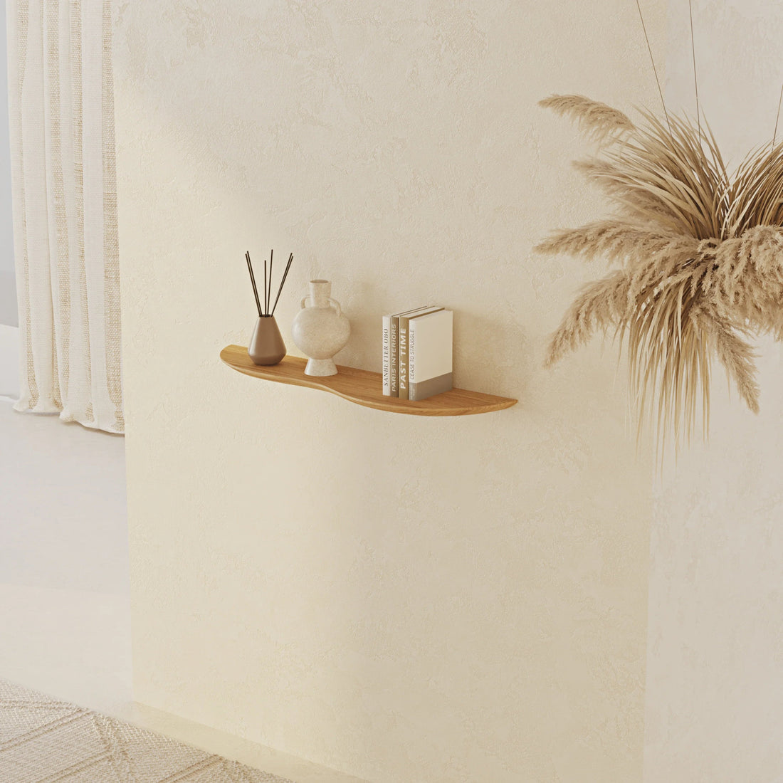 80 cm Right - Side Blob Oak Shelf - Linerora