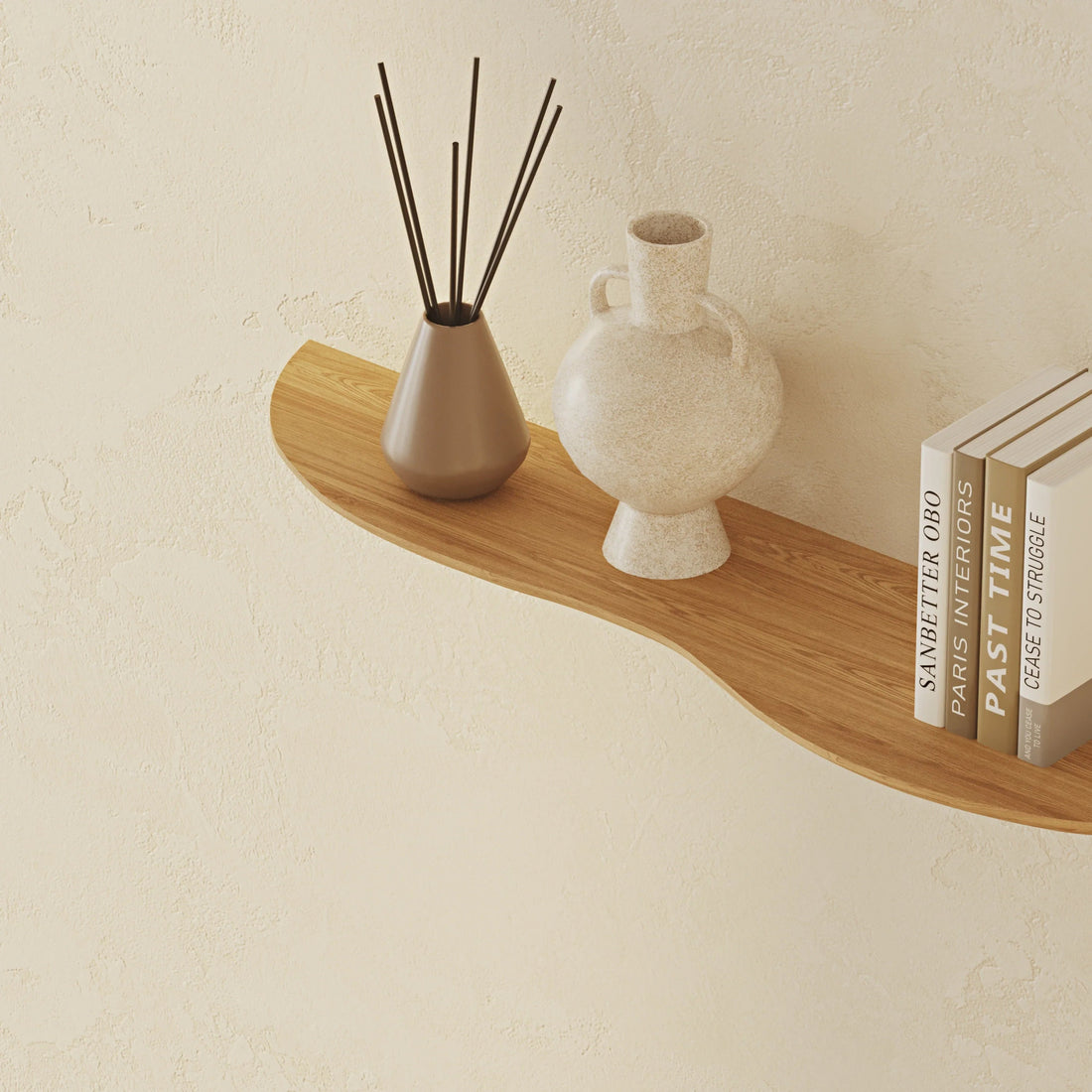 80 cm Right - Side Blob Oak Shelf - Linerora
