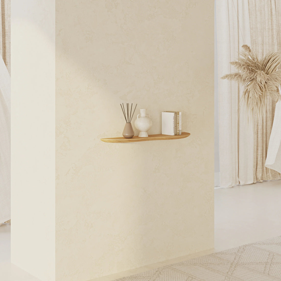 80 cm Right - Side Blob Oak Shelf - Linerora