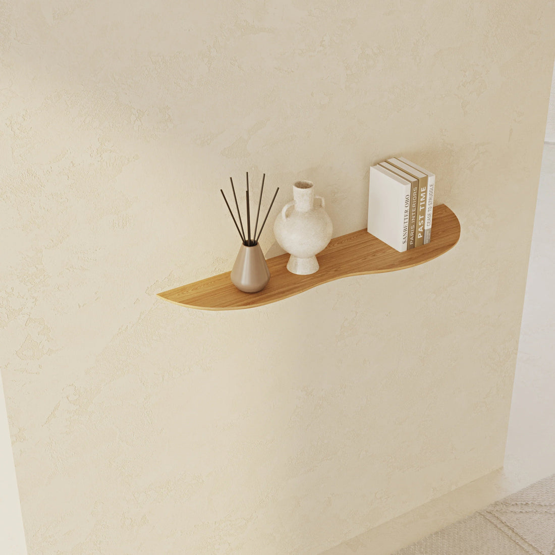 80 cm Right - Side Blob Oak Shelf - Linerora
