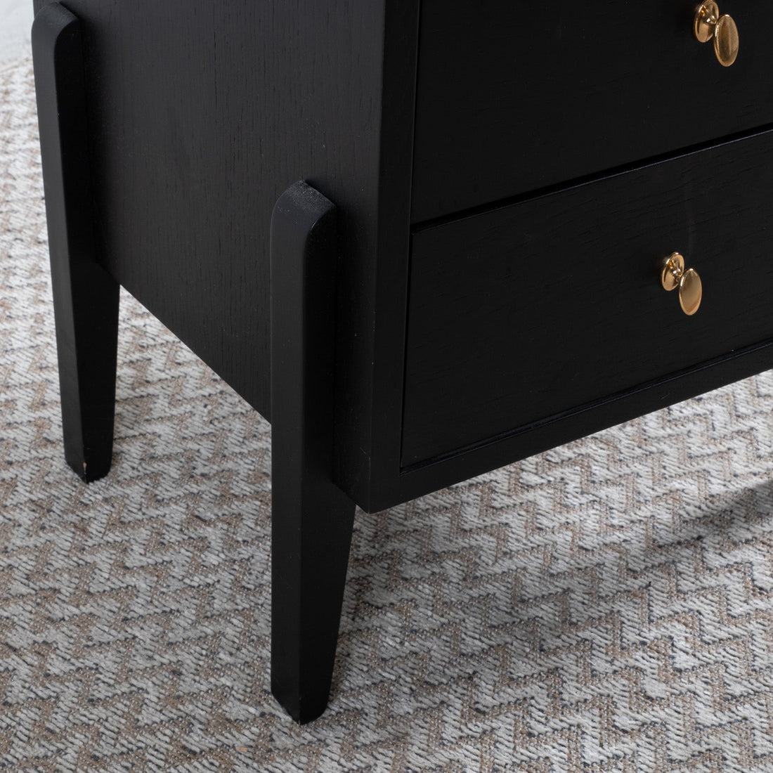 Black 3 - Drawer Nightstand Model 0555 - Linerora