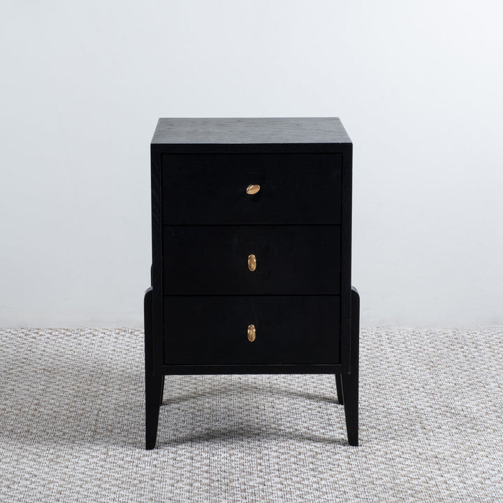 Black 3 - Drawer Nightstand Model 0555 - Linerora
