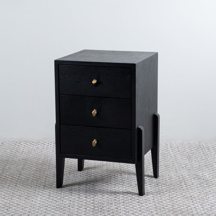 Black 3 - Drawer Nightstand Model 0555 - Linerora
