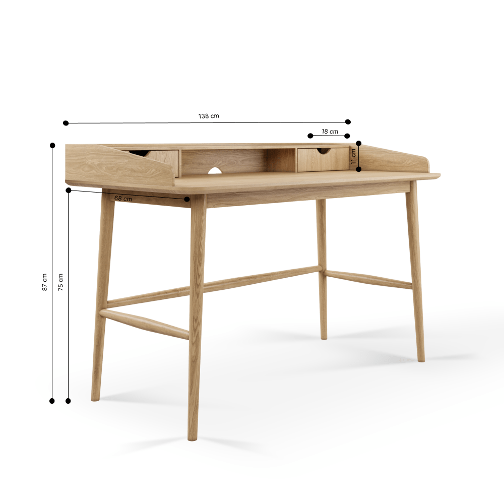Chic Lofi Oak Home Office Desk - Linerora