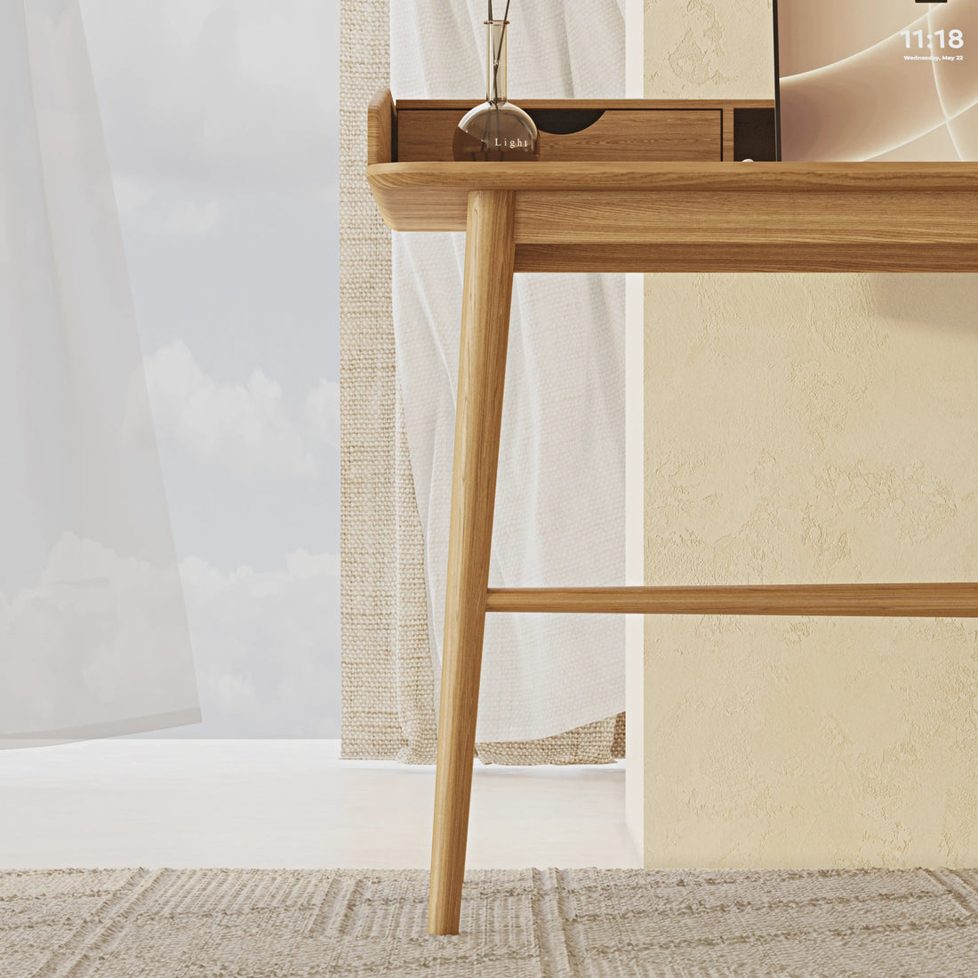 Chic Lofi Oak Home Office Desk - Linerora