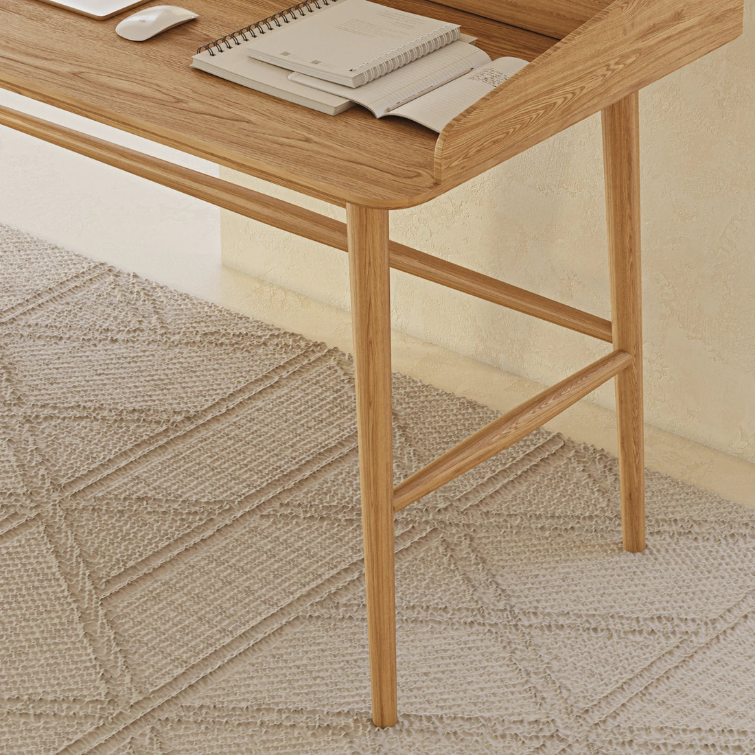 Chic Lofi Oak Home Office Desk - Linerora