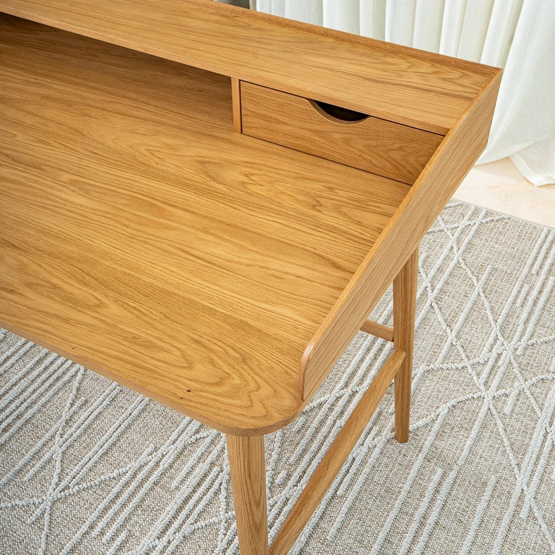 Chic Lofi Oak Home Office Desk - Linerora