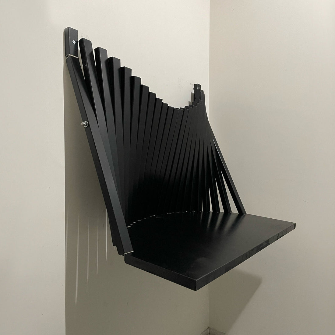 Flow Compact Wall Desk | FSC Certified Wall Mounted Table | Foldable | Black - Linerora