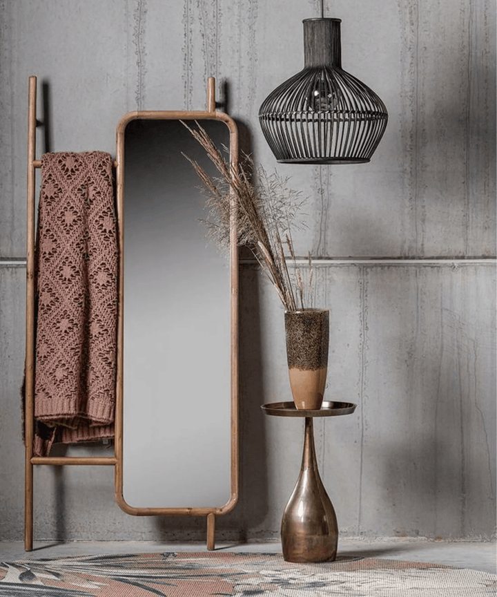 MUSK - Natural Solid Wood and Mirror Detailed Hanging Rack - Linerora