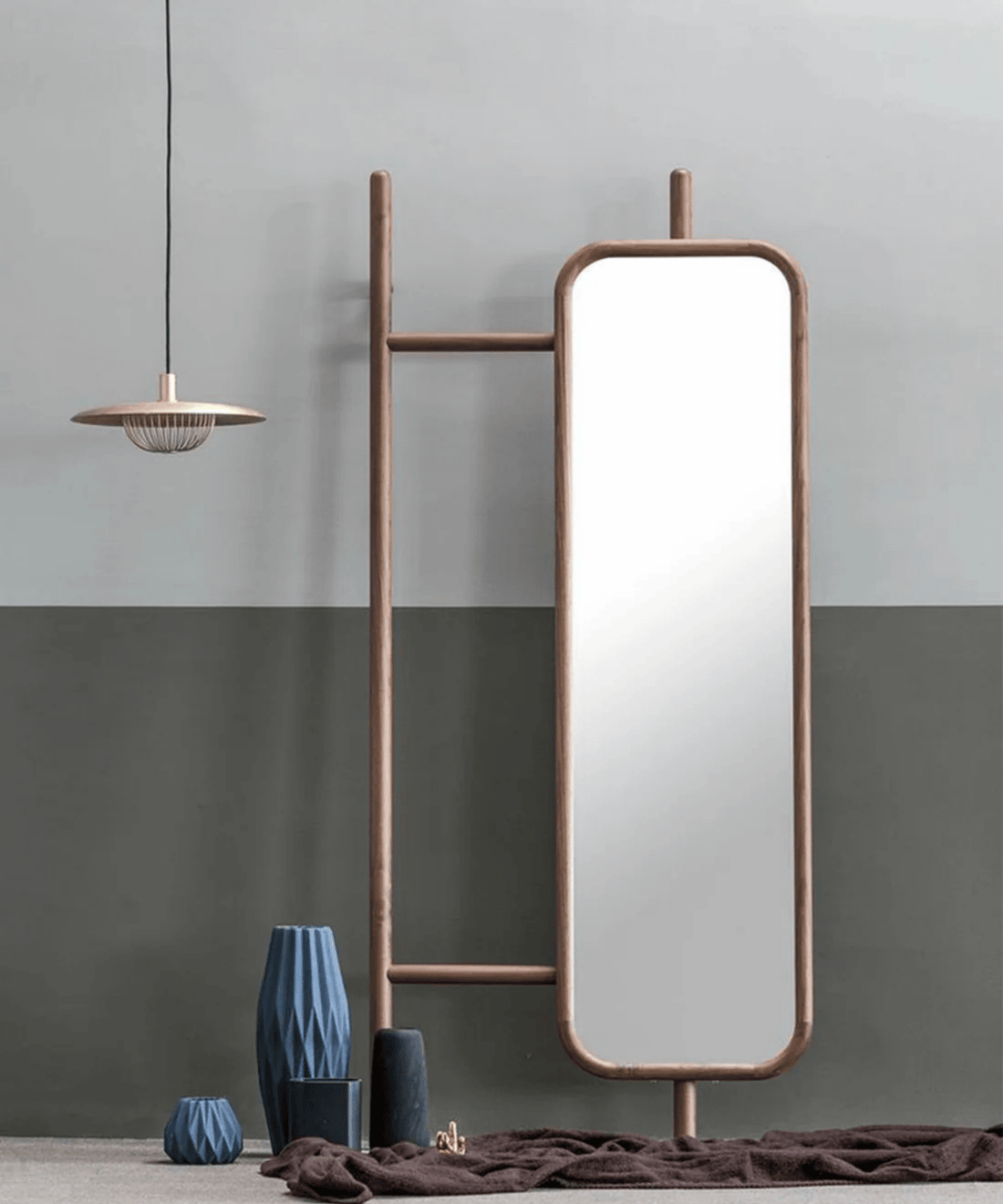 MUSK - Natural Solid Wood and Mirror Detailed Hanging Rack - Linerora