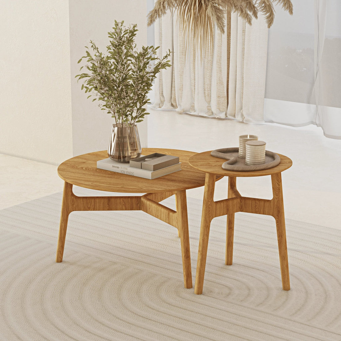 Oak Casablanca Coffee Table Set - Linerora