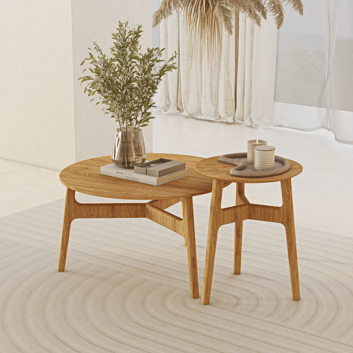 Oak Casablanca Coffee Table Set - Linerora