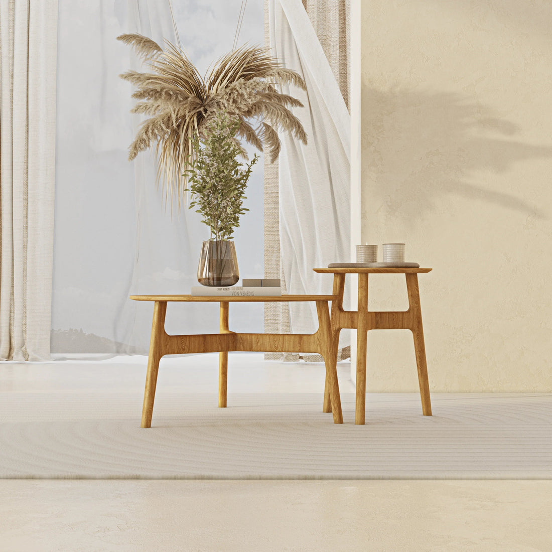 Oak Casablanca Coffee Table Set - Linerora