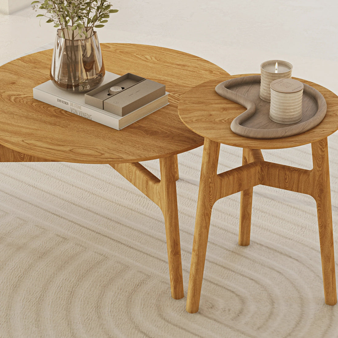 Oak Casablanca Coffee Table Set - Linerora