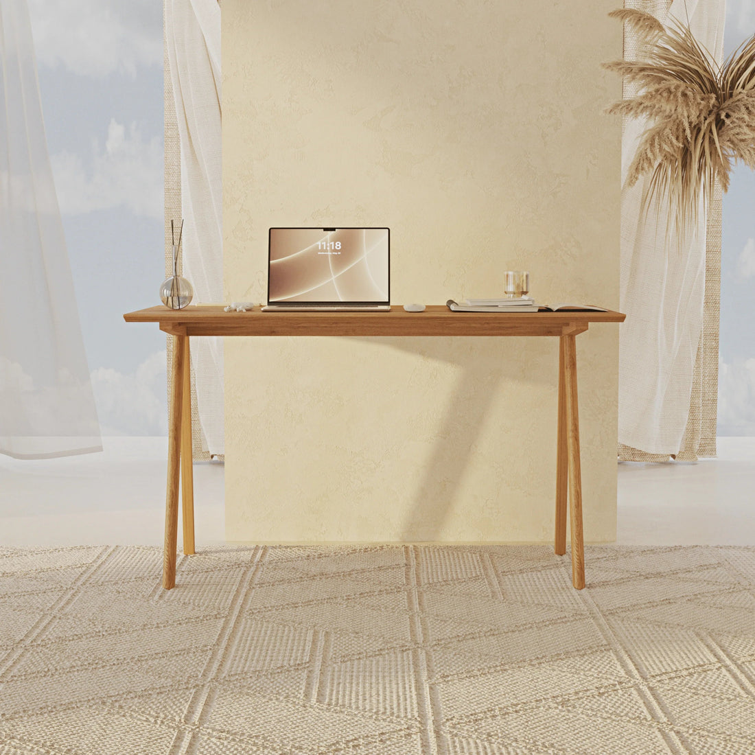 Oak Desk with Bike Design - Linerora