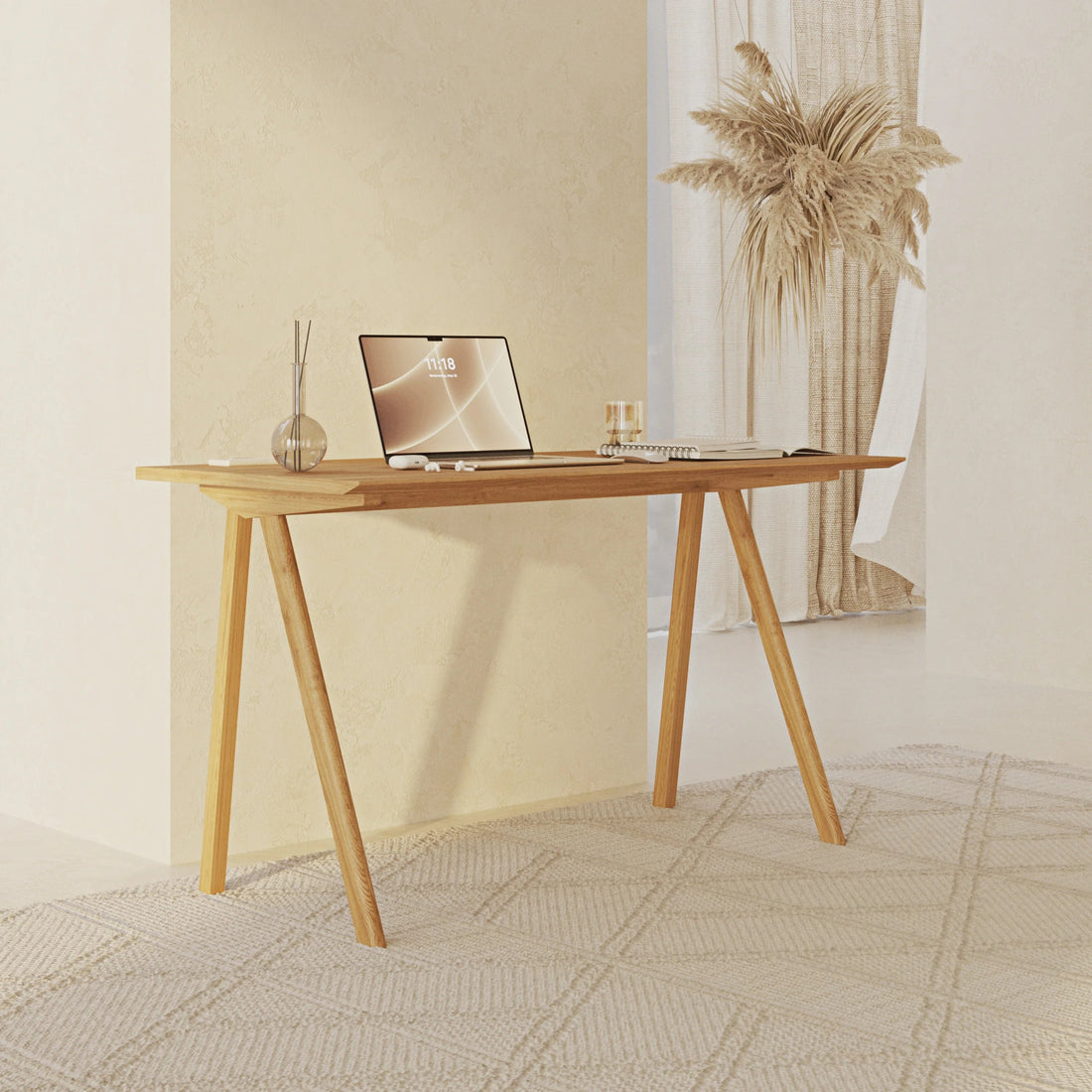 Oak Desk with Bike Design - Linerora