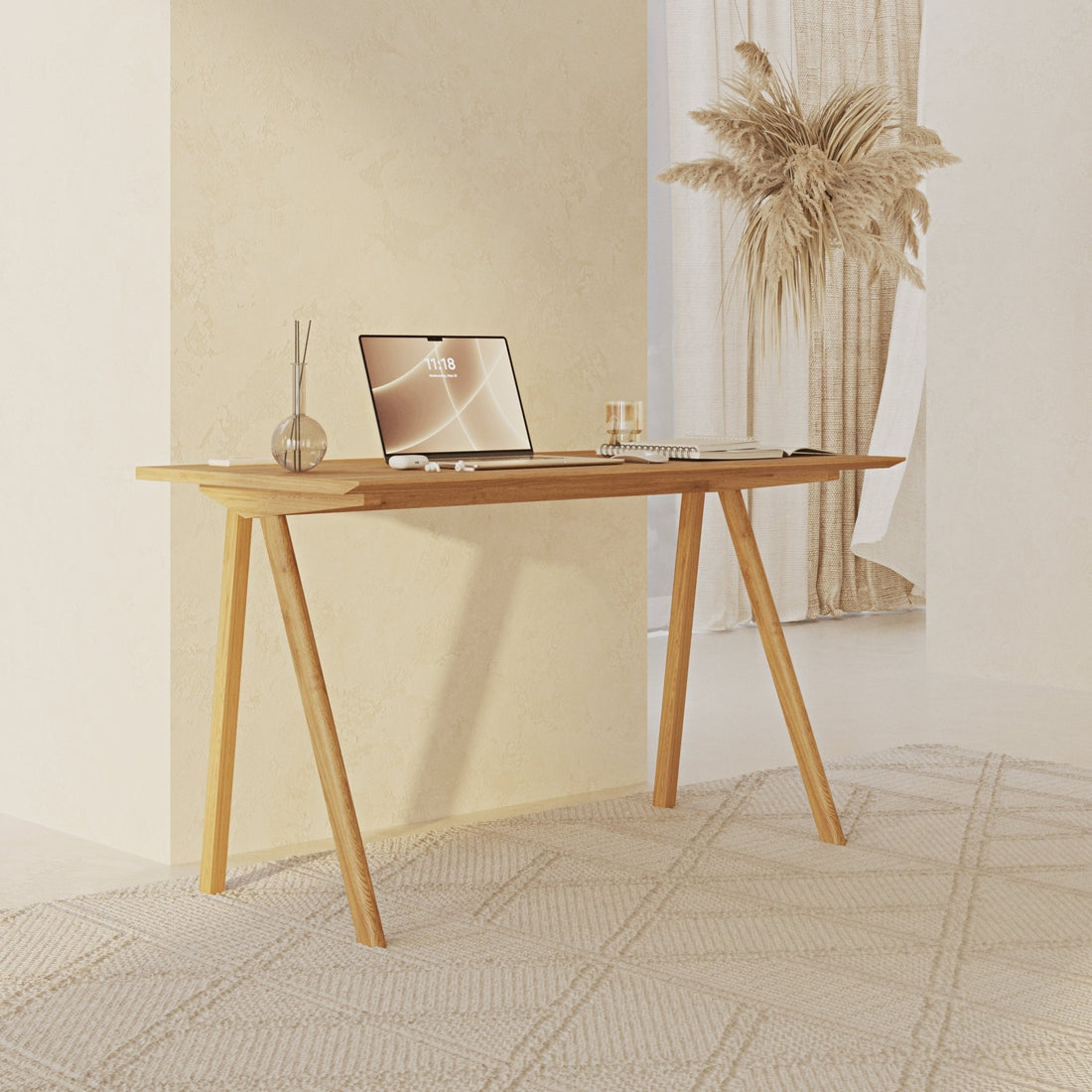 Oak Desk with Bike Design - Linerora