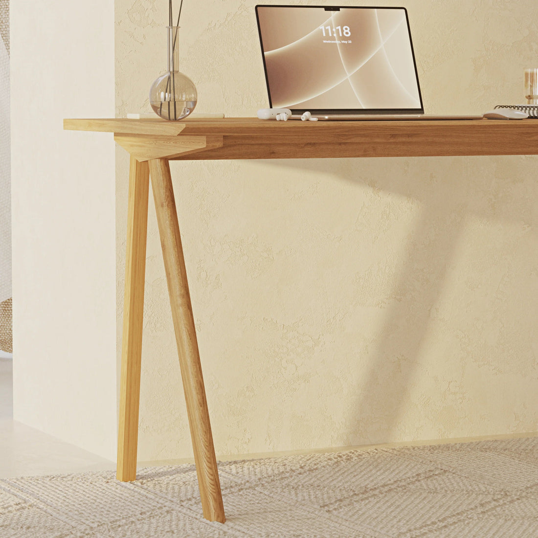 Oak Desk with Bike Design - Linerora