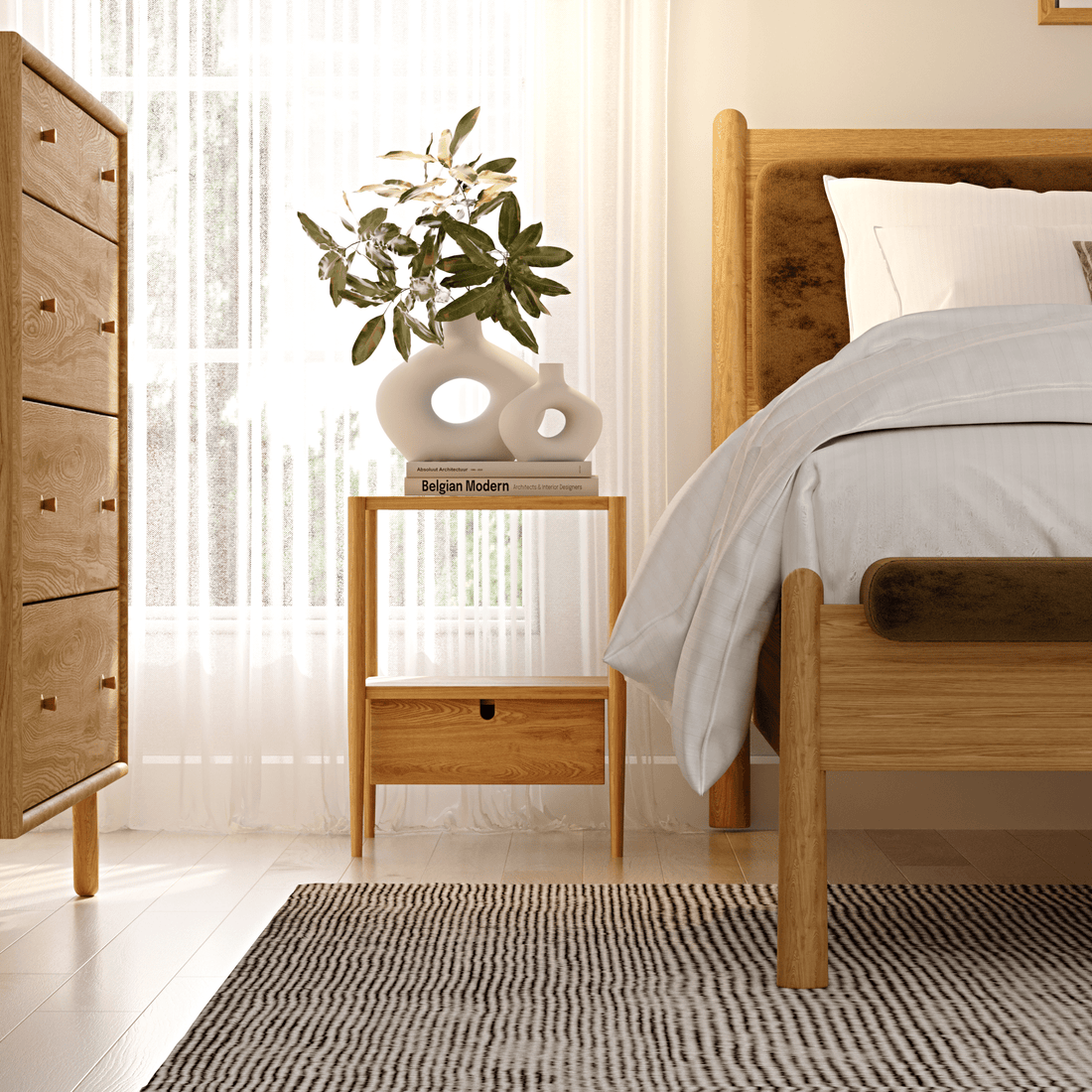 Scandinavian Style Nightstand - Linerora