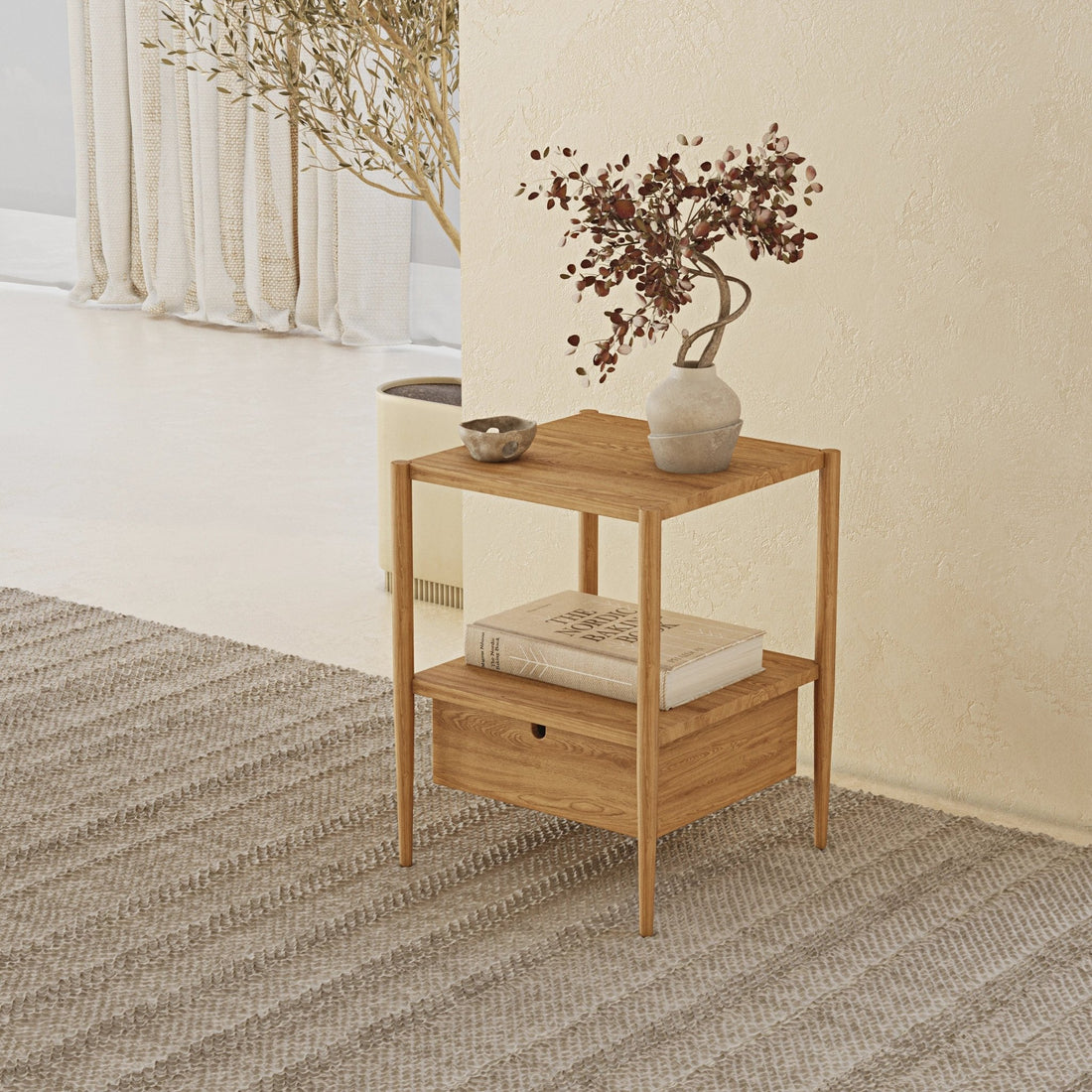Scandinavian Style Nightstand - Linerora