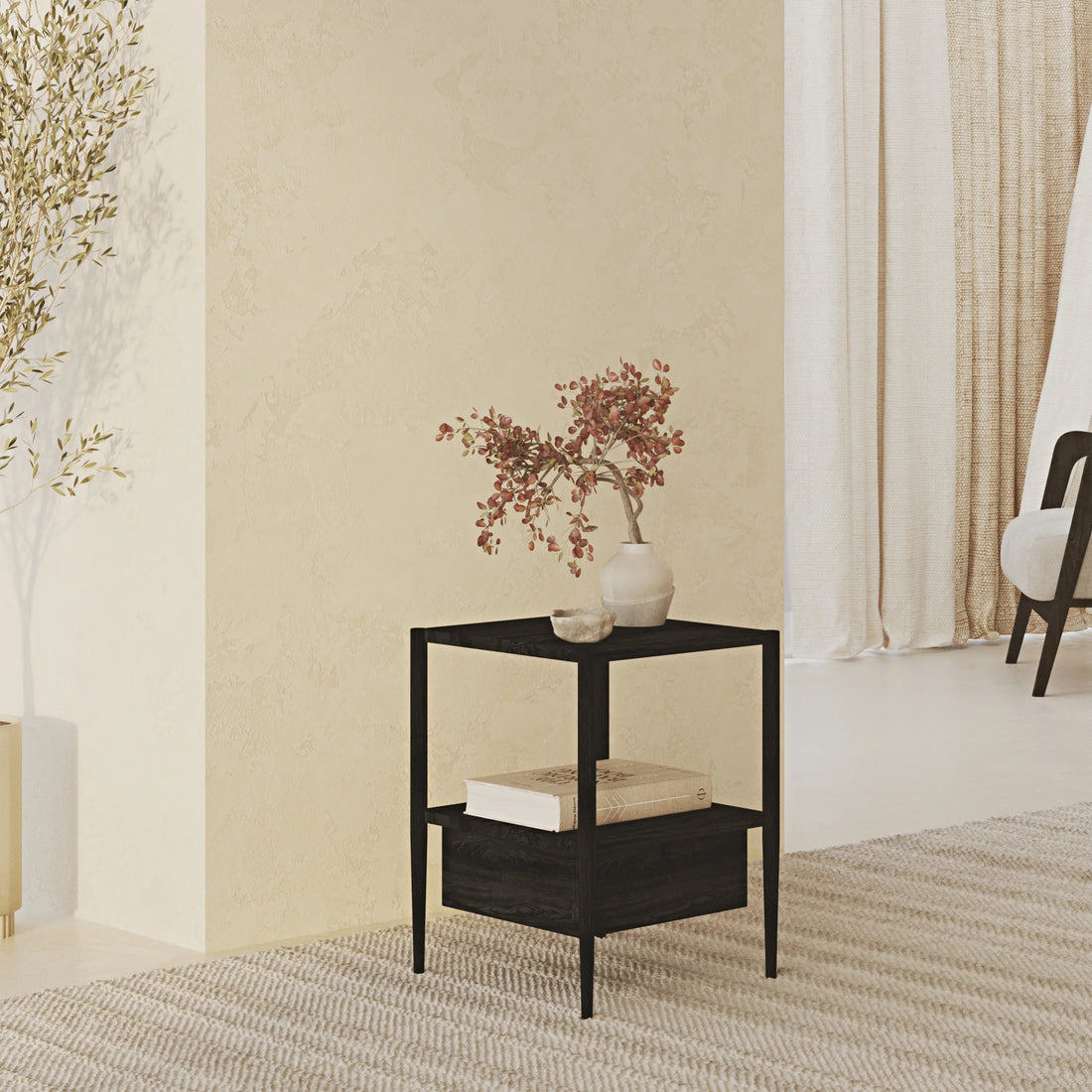Scandinavian Style Nightstand - Linerora