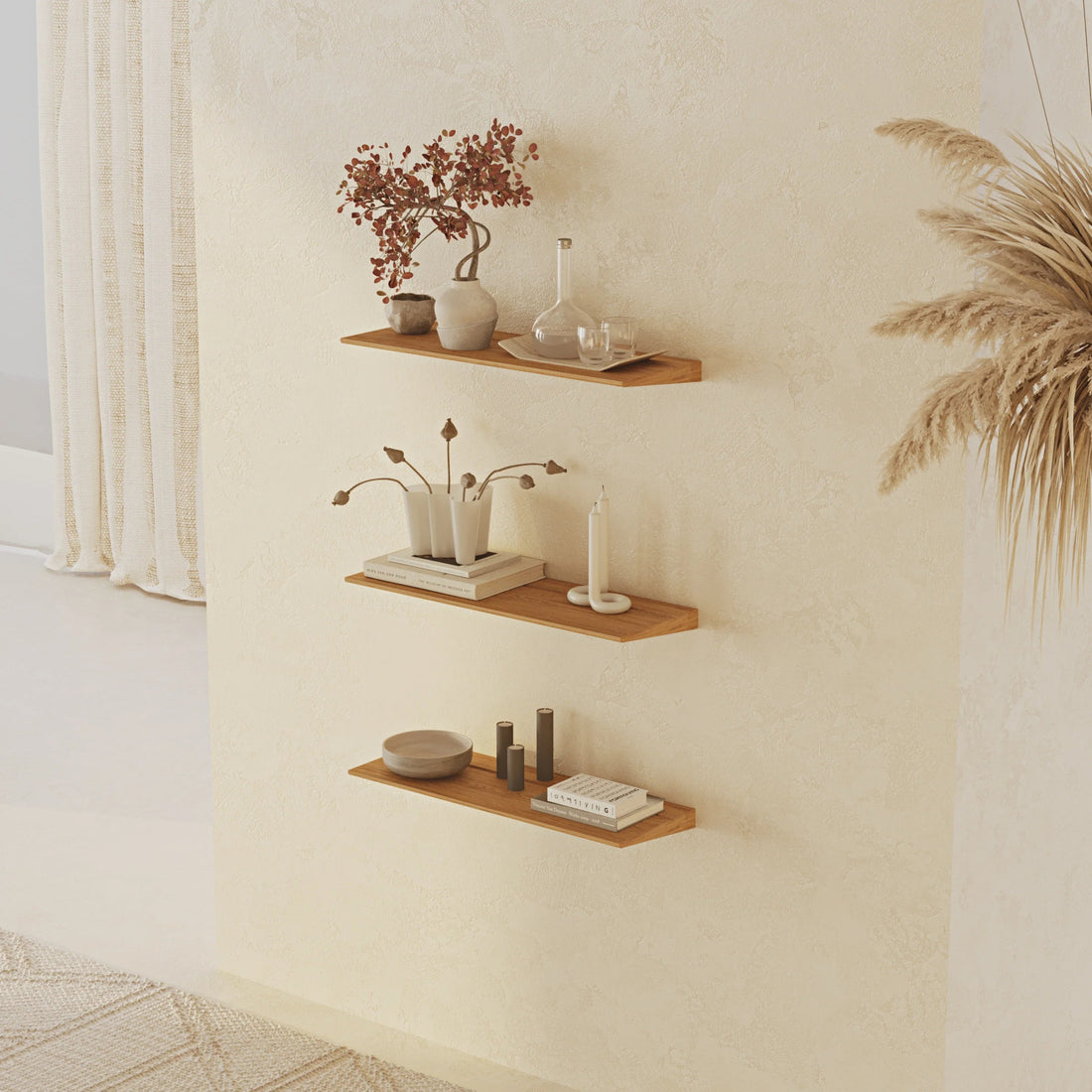 Tala Oak 50 cm Three - Tier Shelf Set - Linerora