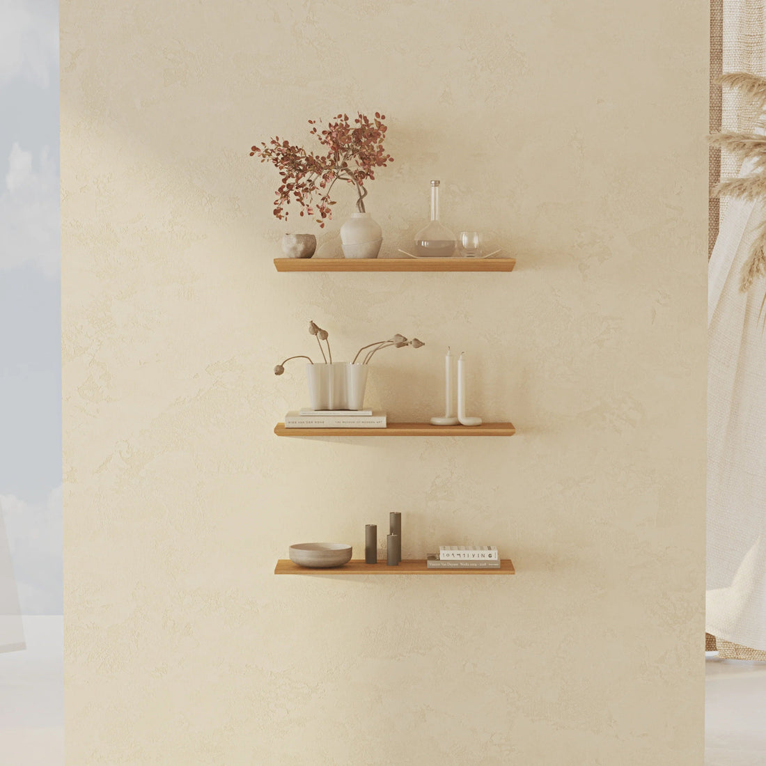 Tala Oak 50 cm Three - Tier Shelf Set - Linerora