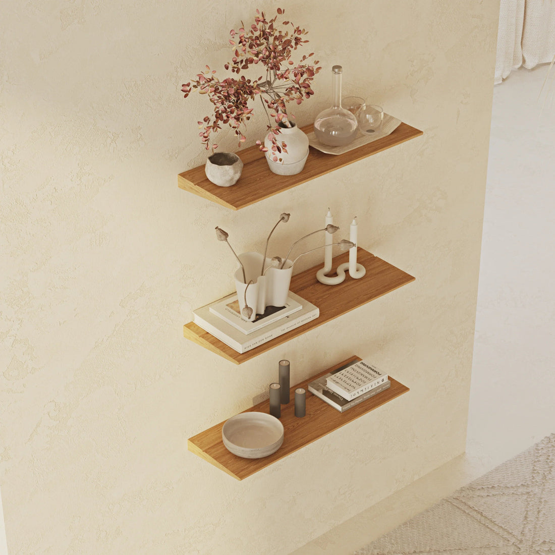 Tala Oak 50 cm Three - Tier Shelf Set - Linerora