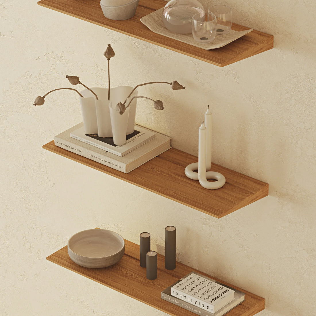 Tala Oak 50 cm Three - Tier Shelf Set - Linerora