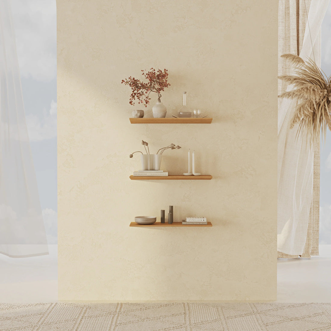 Tala Oak 50 cm Three - Tier Shelf Set - Linerora