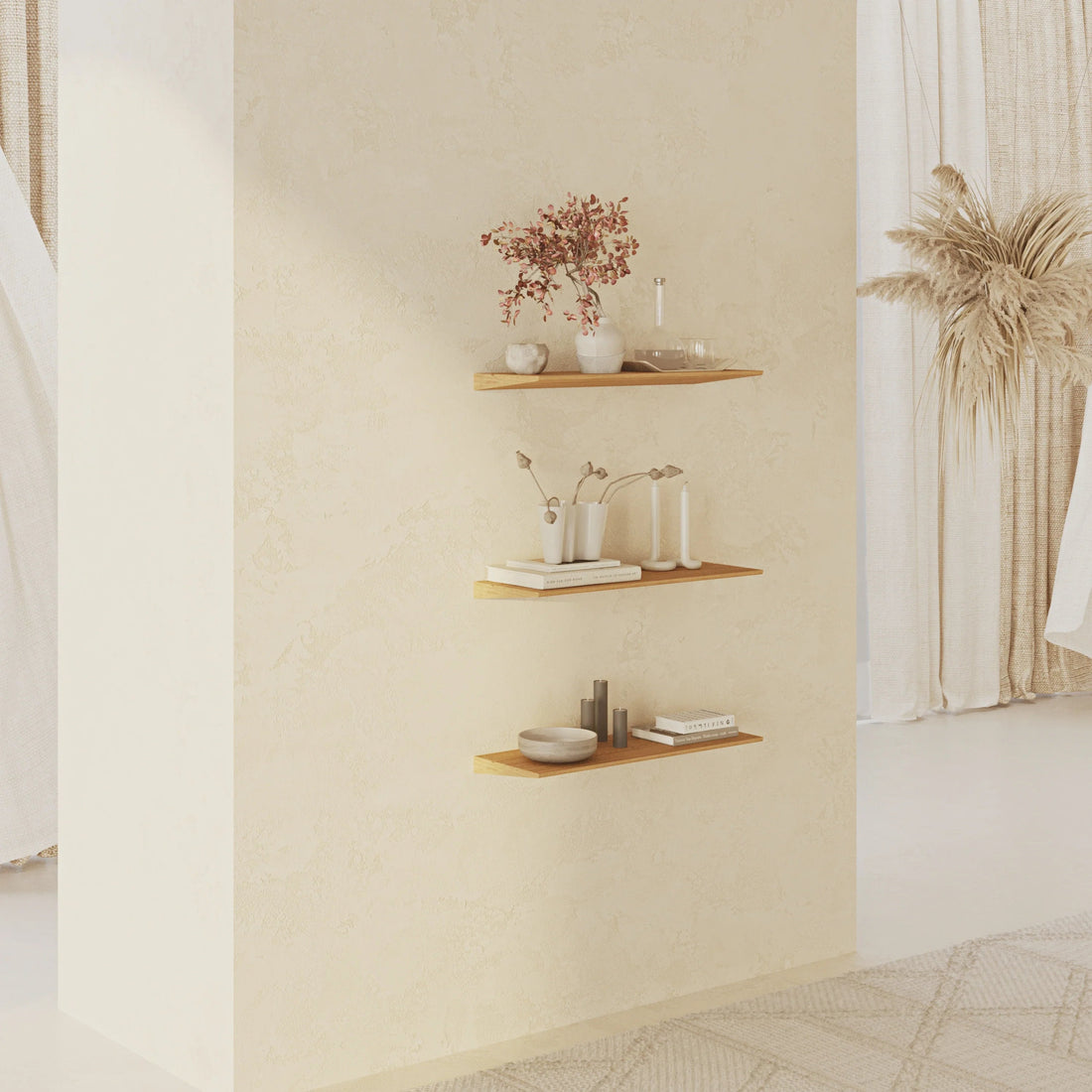 Tala Oak 50 cm Three - Tier Shelf Set - Linerora