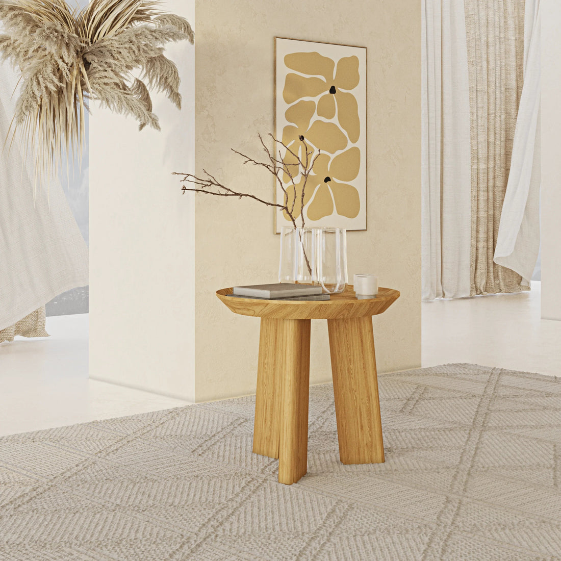 Tate Oak Accent Table - Linerora